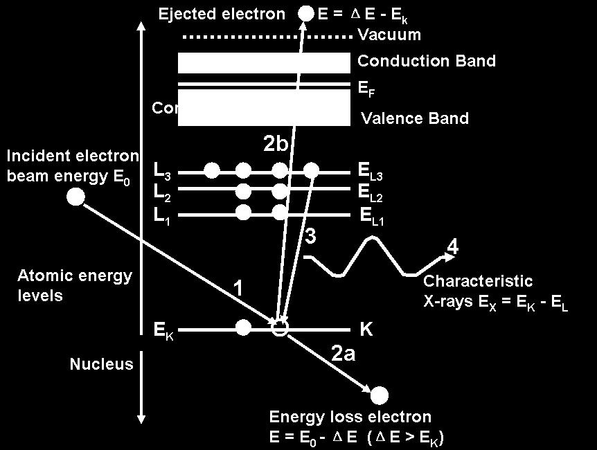 Fluorescence Low transition energy, visible or UV photon is emitted Emission Auger The relaxing process interacts with an electron
