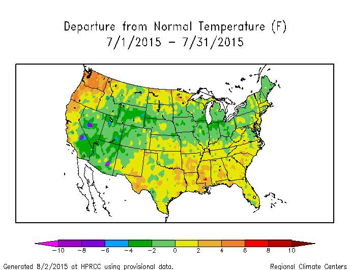 The Pennsylvania Observer LONG RANGE OUTLOOK By: Kyle Imhoff The month of July 2015 s largest temperature/precipitation departures from normal are dominated by the western United States - hot and dry