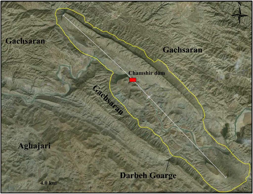 4.3. Thrust Faults Figure 4. Chamshir syncline and different formations around the dam.