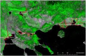 MERIS / S3 / Modis for wetland monitoring 14.09.2015 MODIS SWOS sites in Greece 17.09.2015 MODIS SWOS sites in Greece 19.09.2015 MODIS Medium resolution data SWOS sites in for wetland Greece mapping: 1.