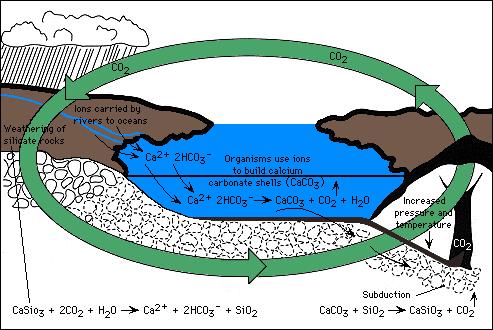 Removal of atmospheric CO 2 by weathering + (shorter term deposition of