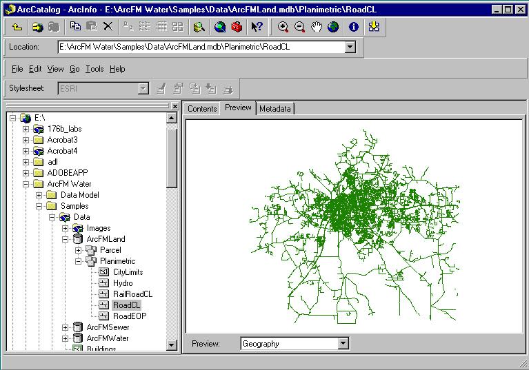 The Catalog View Shows folders, databases, and files on the left, and a preview of the contents of a selected data set on the right.