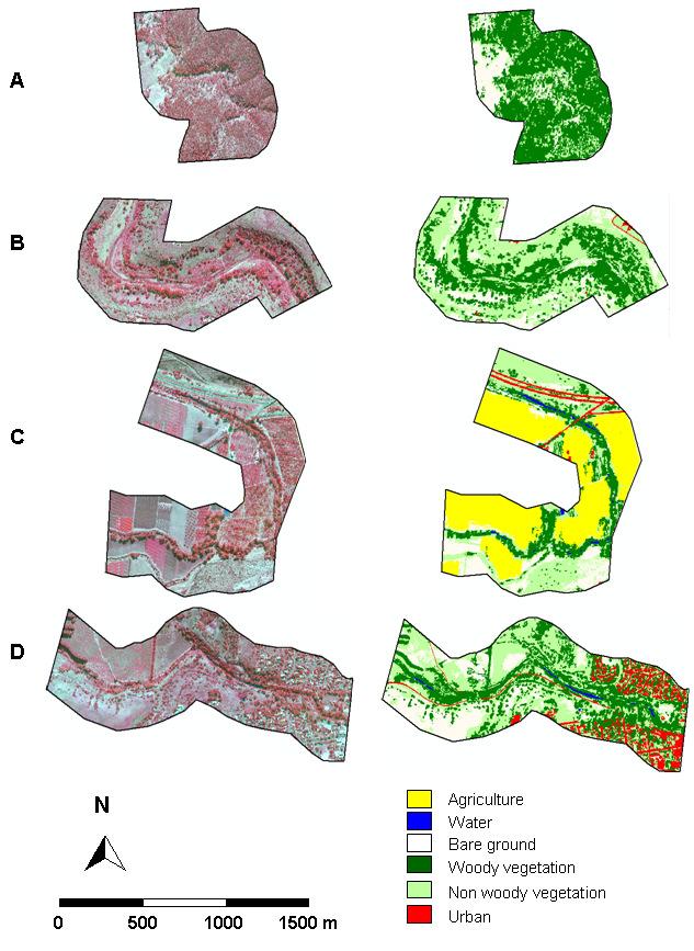 Figure 2: Green, red and NIR colour composites of the Ultracam-D image