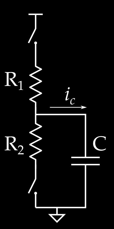 RC Circuits in the Time Domain 5V V out = 5V ( 1 e t/r C ) 1 V out = 5V ( e t/r C ) 2