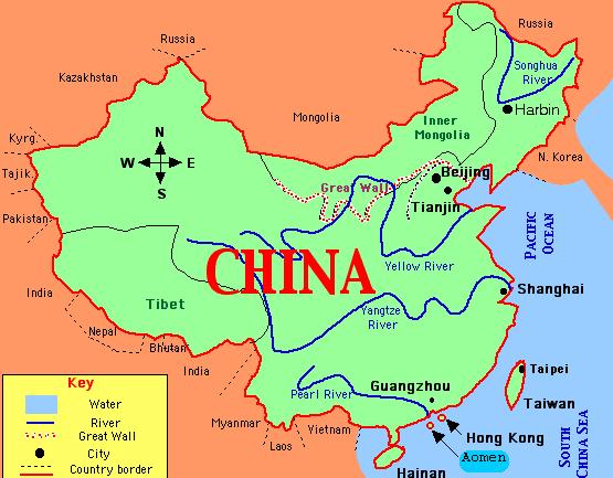 Political Map- Quick Check Political Map of China 1. What symbol is used to show a river? 2. What color is the water? 3.