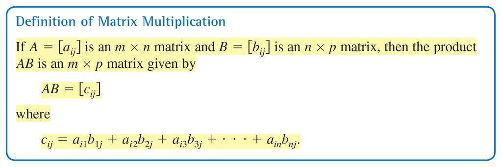 Matrix Multiplication Another basic matrix operation is matrix multiplication.