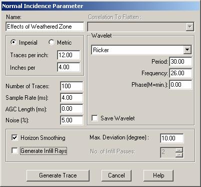 Important parameters to add to this window include Number of Traces (100), and the