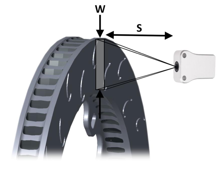 SENSOR PLACEMENT & INSTALLATION: For most applications, the sensor should be placed such that its measurement width is along the radial axis of the rotor. An example is illustrated below.