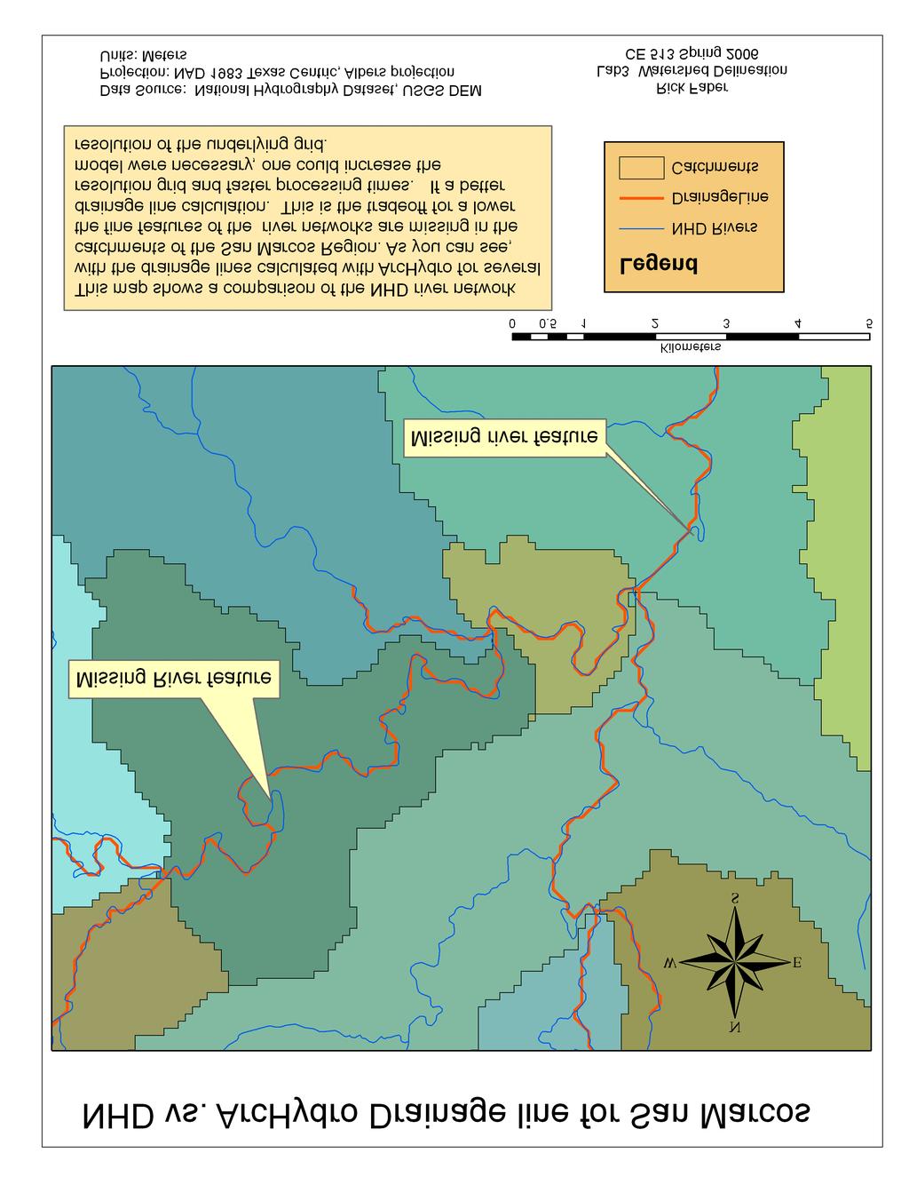 6 5. A layout with a comparison of the generated DrainageLine and the NHD river network for San