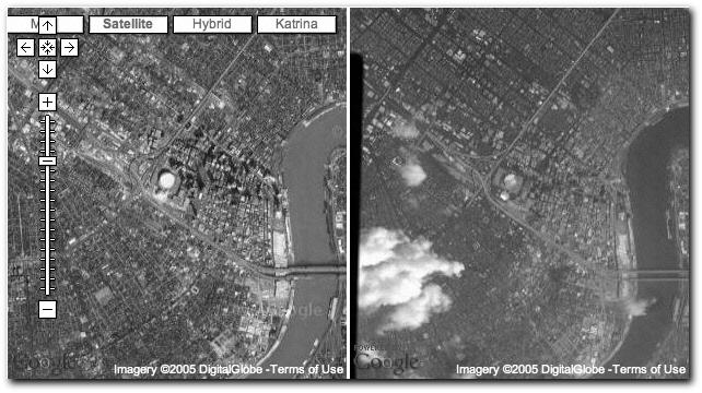 10 Part I Basics FIGURE 1-3: New Orleans before and after Hurricane Katrina. Equally instructive were the maps showing the predicted route and, later, the actual route that the hurricane took.