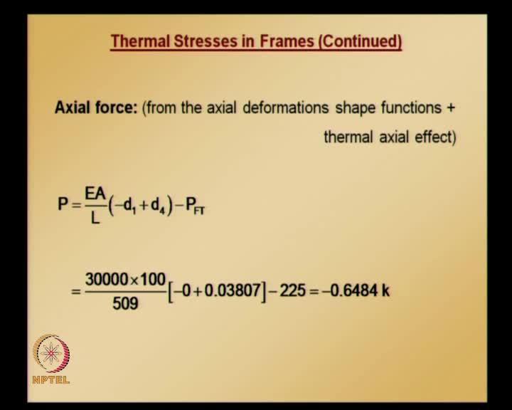 (Refer Slide Time: 25:19) Once we get this d vector we can calculate axial effects, we can calculate using the components in the d vector, and the finite element