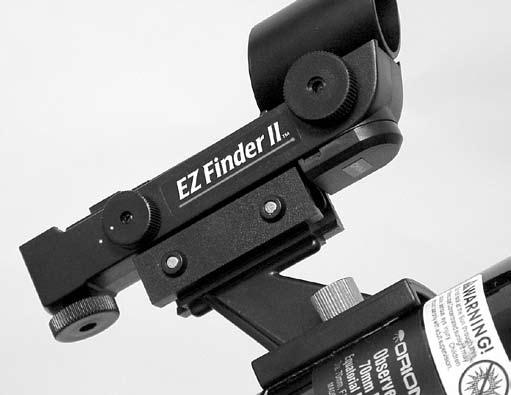Then thread the metal thumbnuts back on the shafts to secure the mounting bracket to the optical tube. 13. Attach the EZ Finder II reflex sight (4) to the EZ Finder II mounting bracket (17).