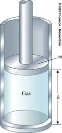 Problems 50. A vertical cylinder of crosssectional area 0.050 m is fitted with a tight-fitting, frictionless piston of mass 5.0 kg (Fig. P10.50). If there is.