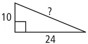 MULTIPLE CHOICE 1. To the nearest tenth, what is the length of the missing side? A. 18. B. 1.8 C.. D..0 E..0. A right triangle has a side length that measures m and a hypotenuse that measures 8. m. What is the measure of the other side of the triangle?