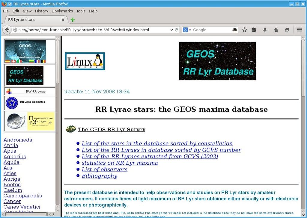 GEOS RR Lyr Database: 2000-2016 3 versions V1: Interface coded