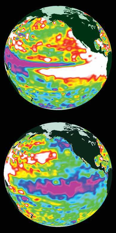 El Niño Drought Unusually high rainfall Unusually warm periods Figure 5 Typical global weather effects of an El Niño Southern Oscillation.