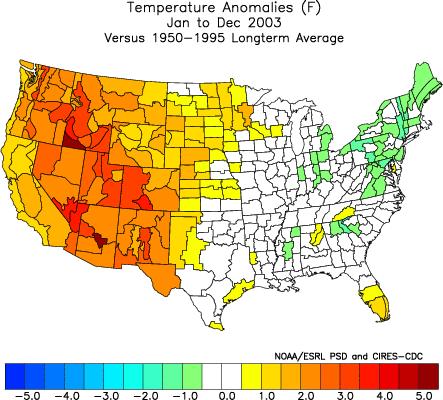 2000 2001 2002 2003 2004 2005 2006 2007 2008 2009 United States Annual Temperature Departure