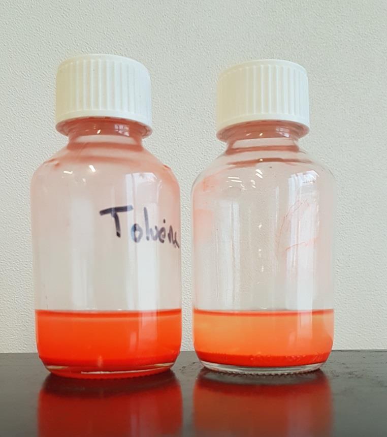 Solubility/Bleed of pigments 20 g solvent 0,5 g pigment Type: dyed/pigmented melamine, sulphonamide, formaldehyde