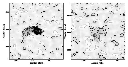 4 Oosterloo et al. Figure 2. Position-velocity plots of clouds 1 and 3, taken along the line indicated in Figure 1. Contour levels are 1, 1, 2, 3,.