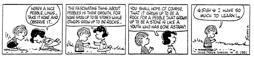 6. In the cartoon below, Lucy gives Linus incorrect information about pebbles. 9.