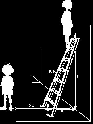 Reflection over the y axis D. Rotation about (0,2) 81. A 10 foot ladder is placed against a wall as in the picture.