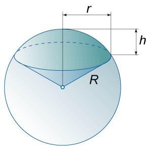 Radius of base of spherical cap : r Height : h Total surface area : S Volume : V 190. S = R (2h + r) Figure 46. 191.