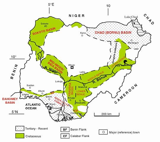Uzoegbu and Ikwuagwu 054 Figure 1. Generalized geological map of Nigeria (boxed areas of inset) showing the geological map of the Anambra Basin.