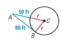Ex.6: In the diagram, B is a point of tangency. Find the radius of C.