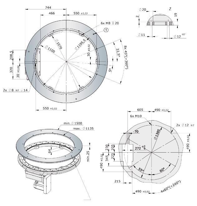 FREELY PROGRAMMABLE ROTARY TABLES NR ROTARY RING TABLE DIMENSIONS The shown position of the rotating ring corresponds to the home position (state of delivery).