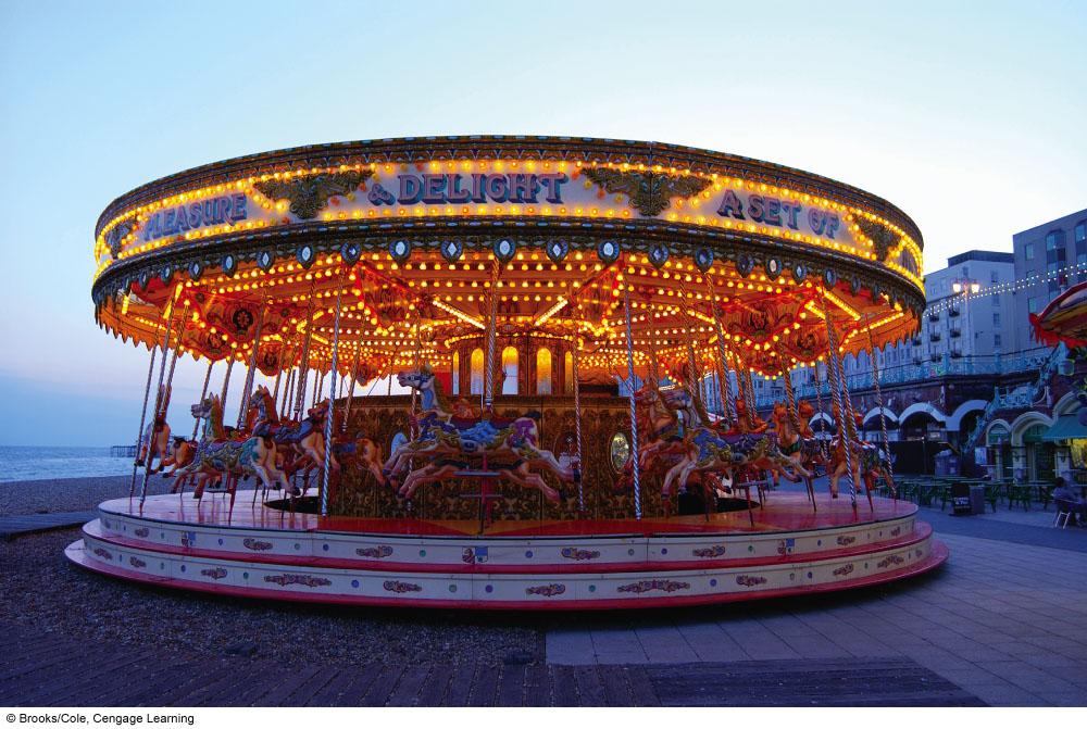 Review Question 58 Consider two merry-go-rounds whose radii differ by a factor of two.