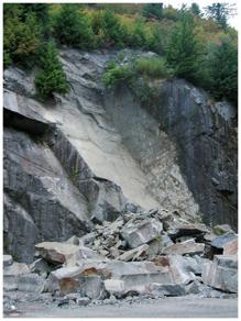 Types of Mass Wasting Rockfalls and debris falls
