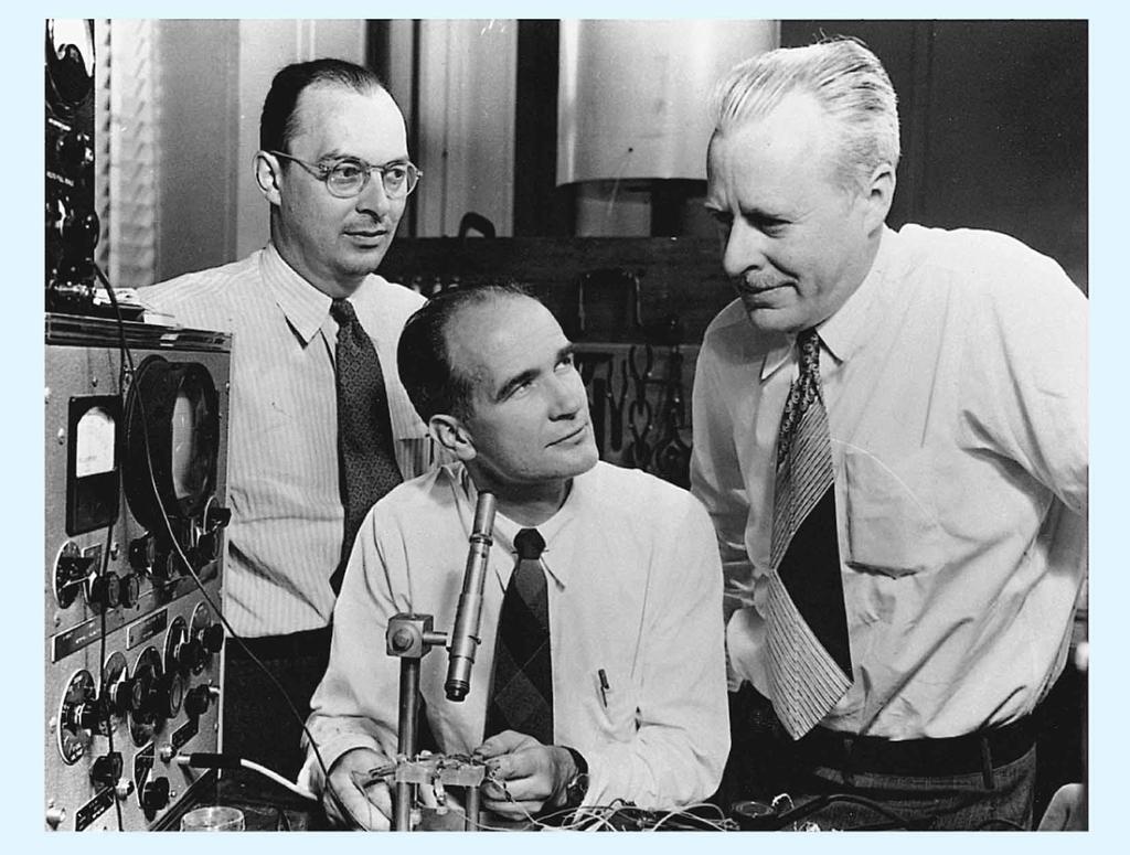 Transistor inventors John Bardeen, William Shockley, and Walter Brattain