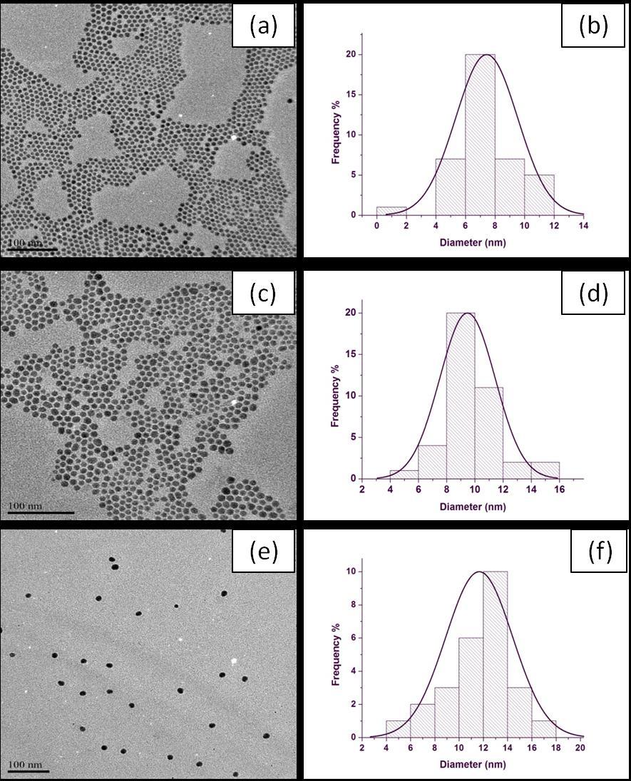 Figure 9: TEM images of HDA-capped Ag2Se nanoparticles prepared at