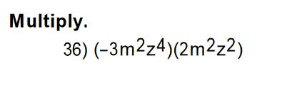 Problem #36 (Exponents) 1) Remember property: x m x n = x m + n EXAMPLE: x 5 x 2 = x 7 (For