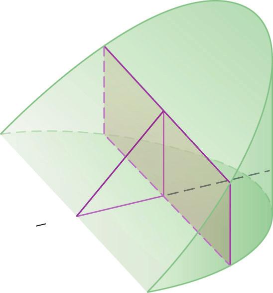One plne is perpendiculr to the is of the clinder. The second plne crosses the first plne t 5 ngle t the center of the clinder. Find the volume of the wedge. 5 9, 9 FIGURE 6.