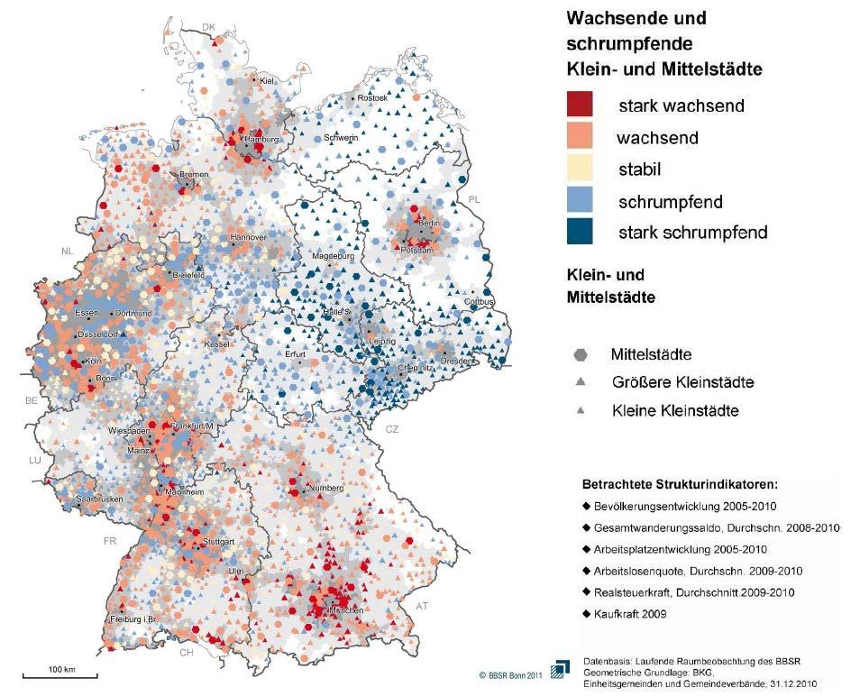 Growing and shrinking Cities in Germany Spatial polarisation: the in-migration in growing cities is the out-migration from shrinking cities
