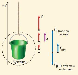 Example 1: Tension Force (T) A 50.0 kg bucket is being lifted by a rope. The rope will not break if the tension is 525 N or less.