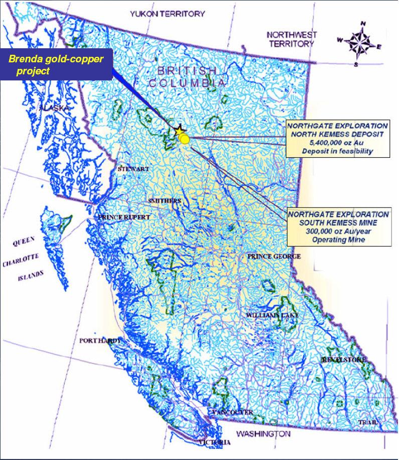 BRENDA Gold/Copper Project B.C., Canada Potential for a multi-million ounce gold-copper deposit 25km NW of Northgate Minerals Kemess South mine ( +2 mill.