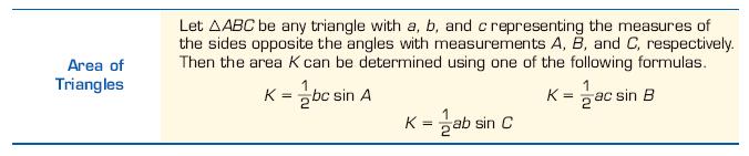 Example 3 Find the area of ABC if a