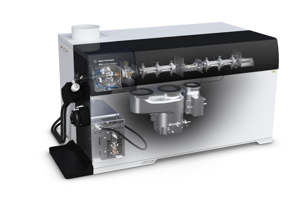 Ultra high matrix introduction technology Low flow sample introduction system Peltier-cooled spray chamber Dual conical Extraction and Omega lens focuses ions across the mass range First quad Q1: