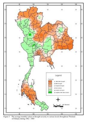 3. Output: Using this existing equation, the outputs would have been the average every 4-years monthly values of drought severity in various levels along with all met. station throughout Thailand.