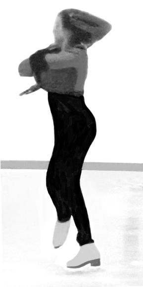 (b) An ice-skater spins with her arms and one leg outstretched as shown in Figure 3(a).