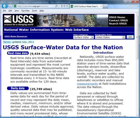 USGS National Water Information System 20,000+ gauges