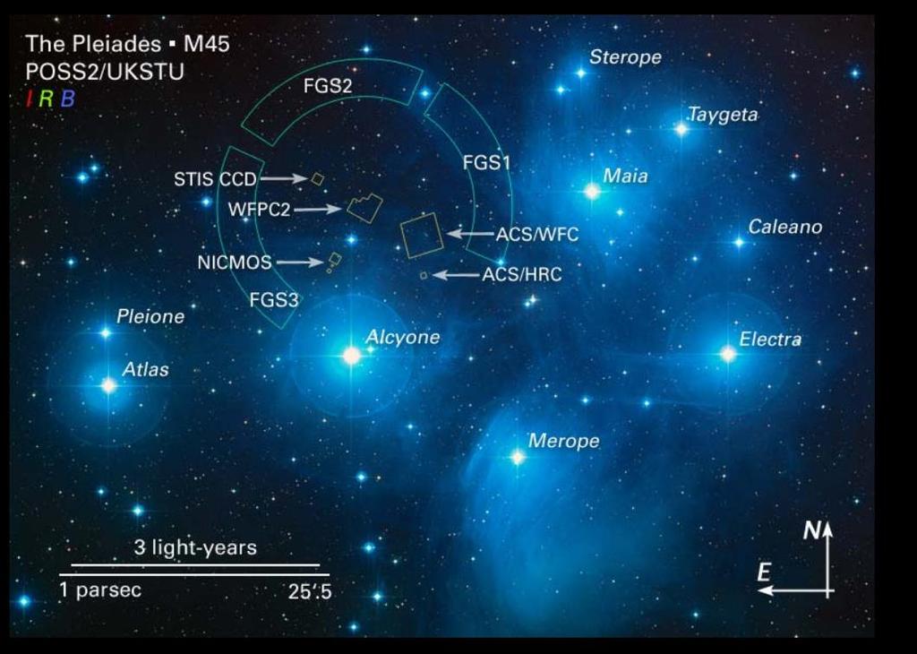 Open Star Clusters - Pleiades 7 daughters of Atlas and Pleinoe: Alcyone,