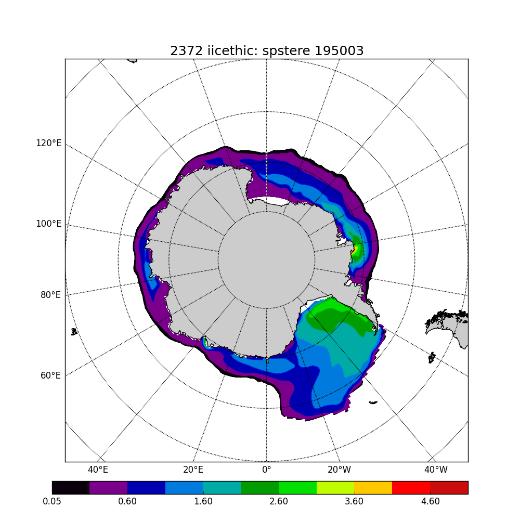 thick in the Arctic with an increase in the Antarctic as