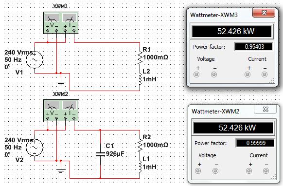 Figure 2: Circuitry of Power Factor Study Figure 2 shows the circuit that is simulated to gain the result that related to the power factor impact.