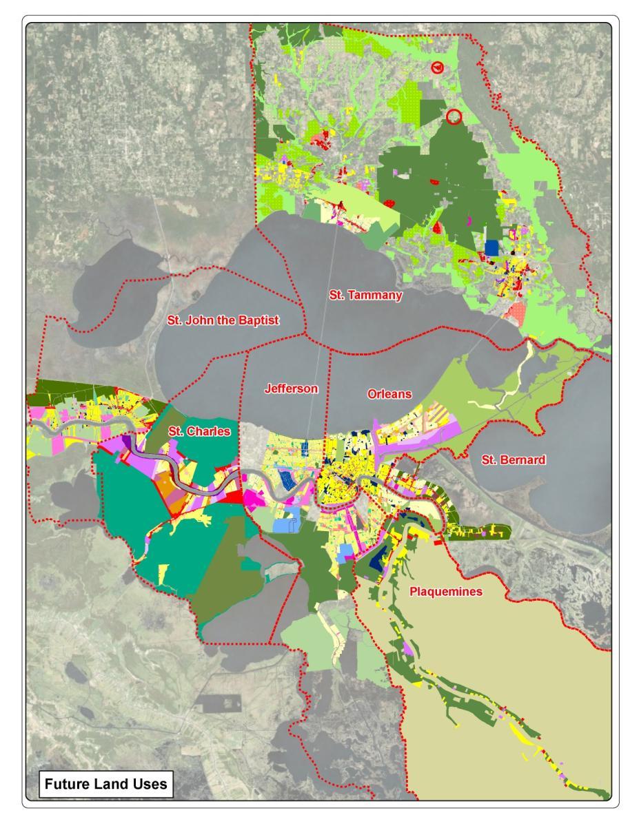 Local Land-Use Plans & Metropolitan Transportation Plan RPC gathered the existing and future land use from each parish and city and created a common land use theme categorization using APA LBCS