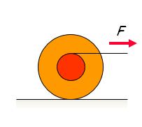 49. A uniform solid sphere of radius R = 2.236 m and mass M = 0.143 kg is welded to a horizontal massless rod of length L = 2.236 m. The assembly rotates about a vertical axis at the left end of the rod as shown in the figure with an angular speed of ω = 4.