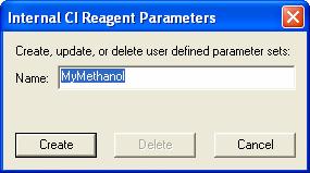 Select one of the four CI Reagents. Select Parameters for any of four internal PCI reagents.