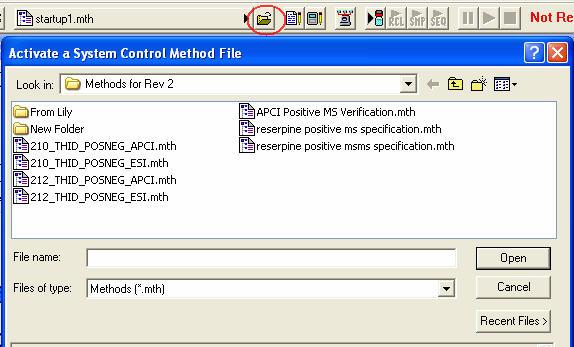 To change Methods, click the Activate a Method button on the System Control Toolbar.